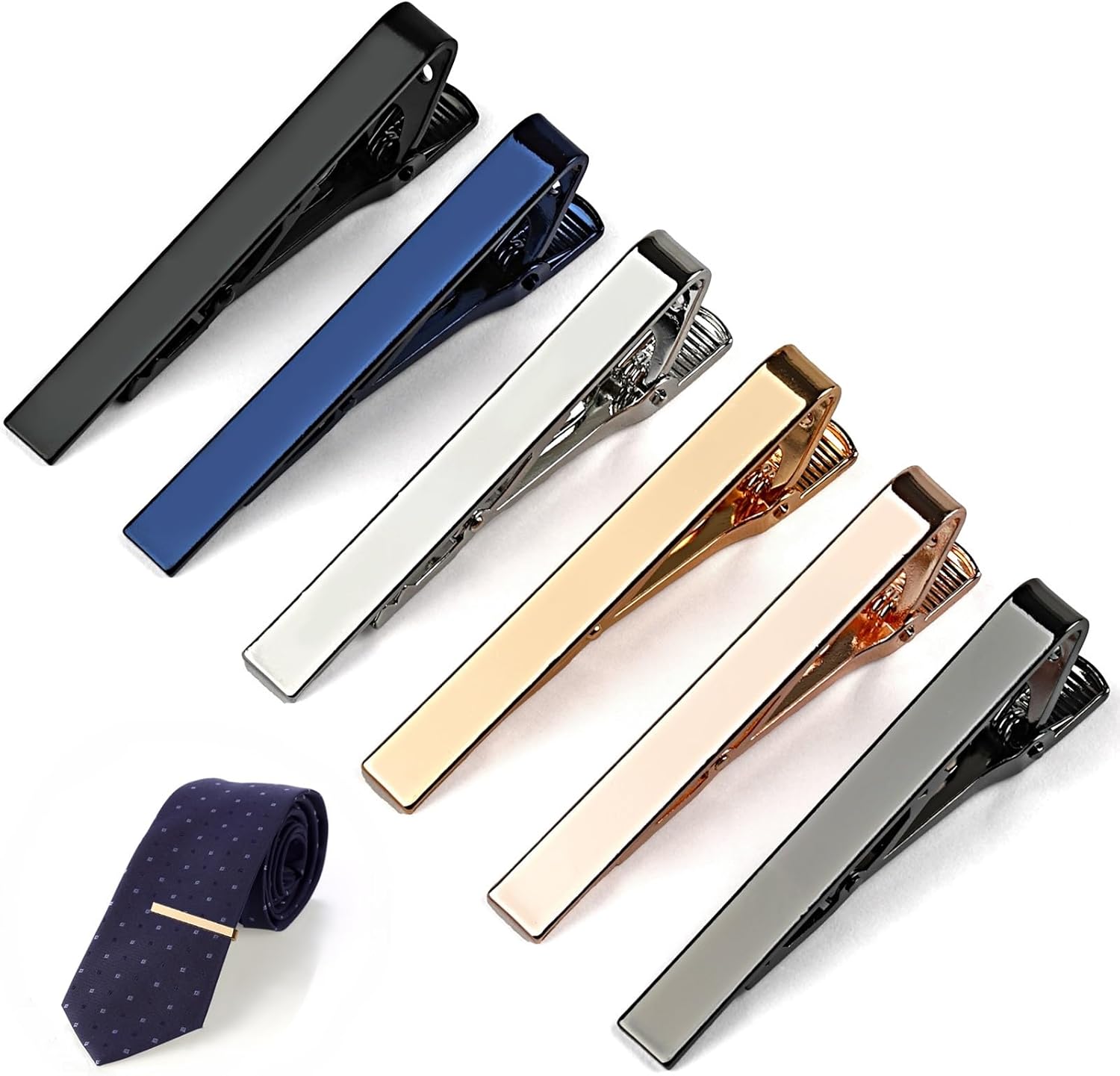 Tie Bar Set Gift - 6 Tie Clips for Men, Classic