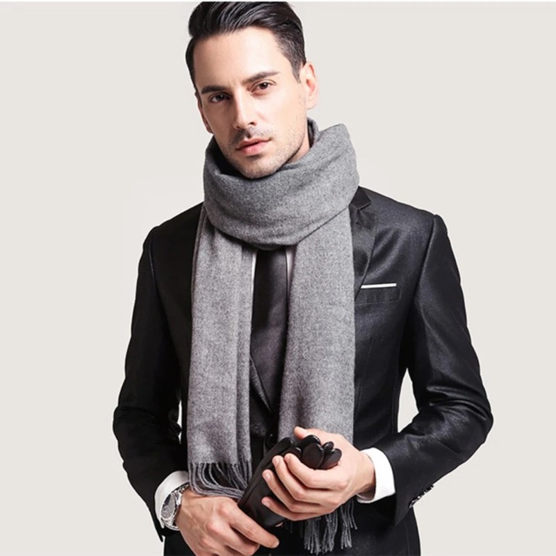 2025 Wool Scarves Winter Soft  - Muffler Men Wool reseña y precio