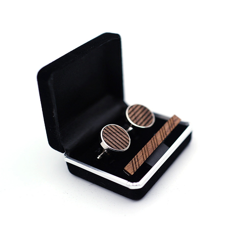 High Quality Wood Cuff links n - Tie Bar Set Gift reseña y precio