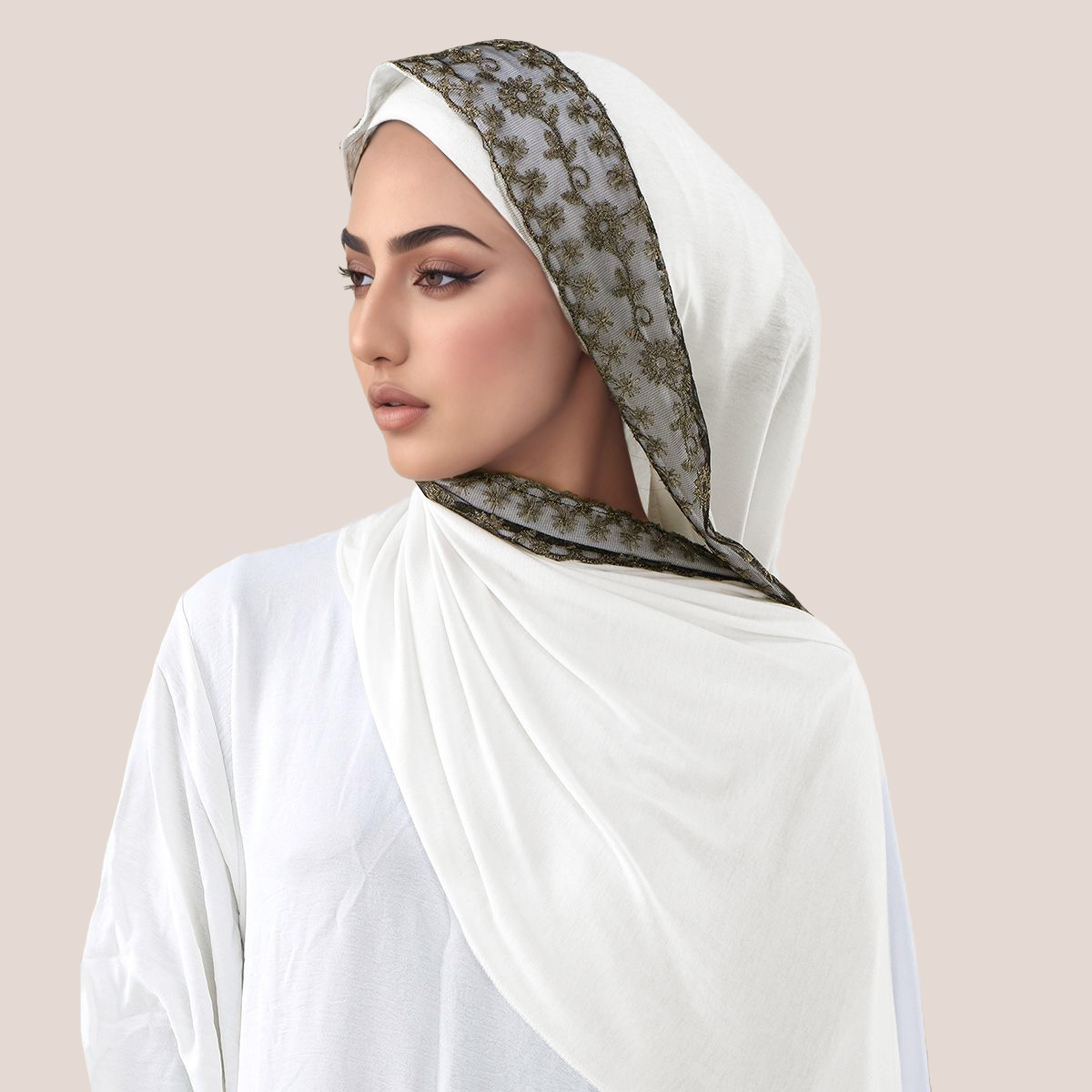 Lace Embroidery Cotton Jersey  - Head Wrap Turban reseña y precio