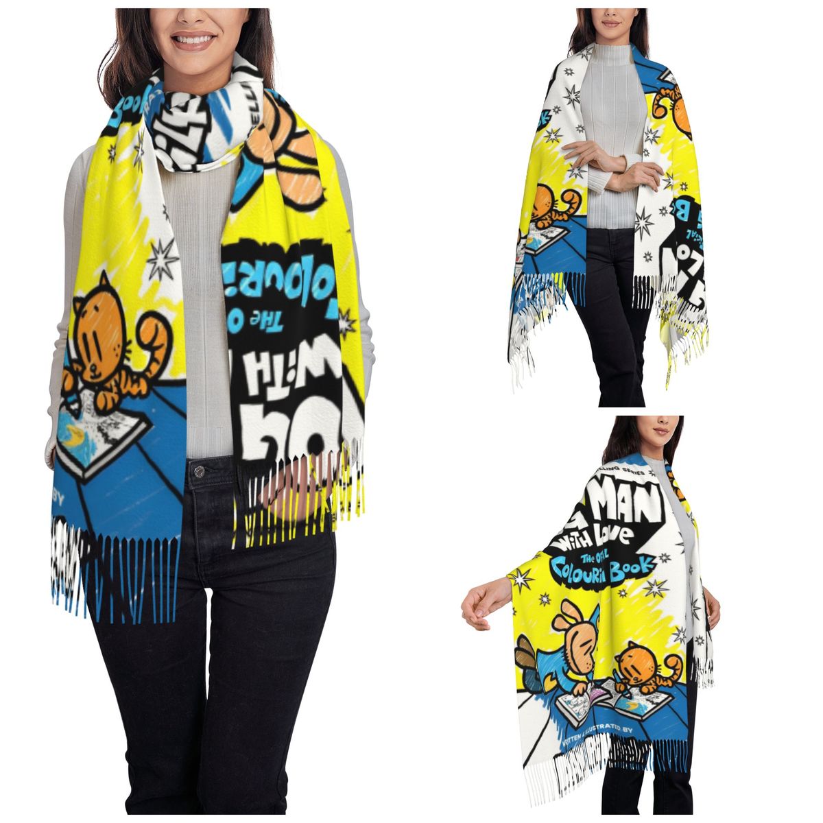 Womens Tassel Scarf Dog Man Do - Pashmina Wrap Large reseña y precio