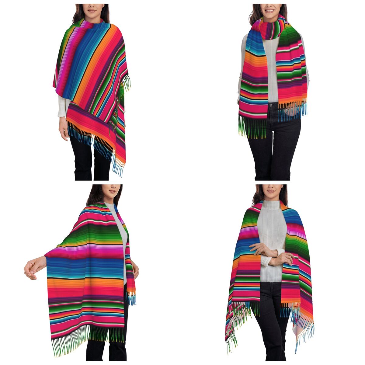 Mexican Blanket Striped Fiesta - Woven Scarf Blanket reseña y precio