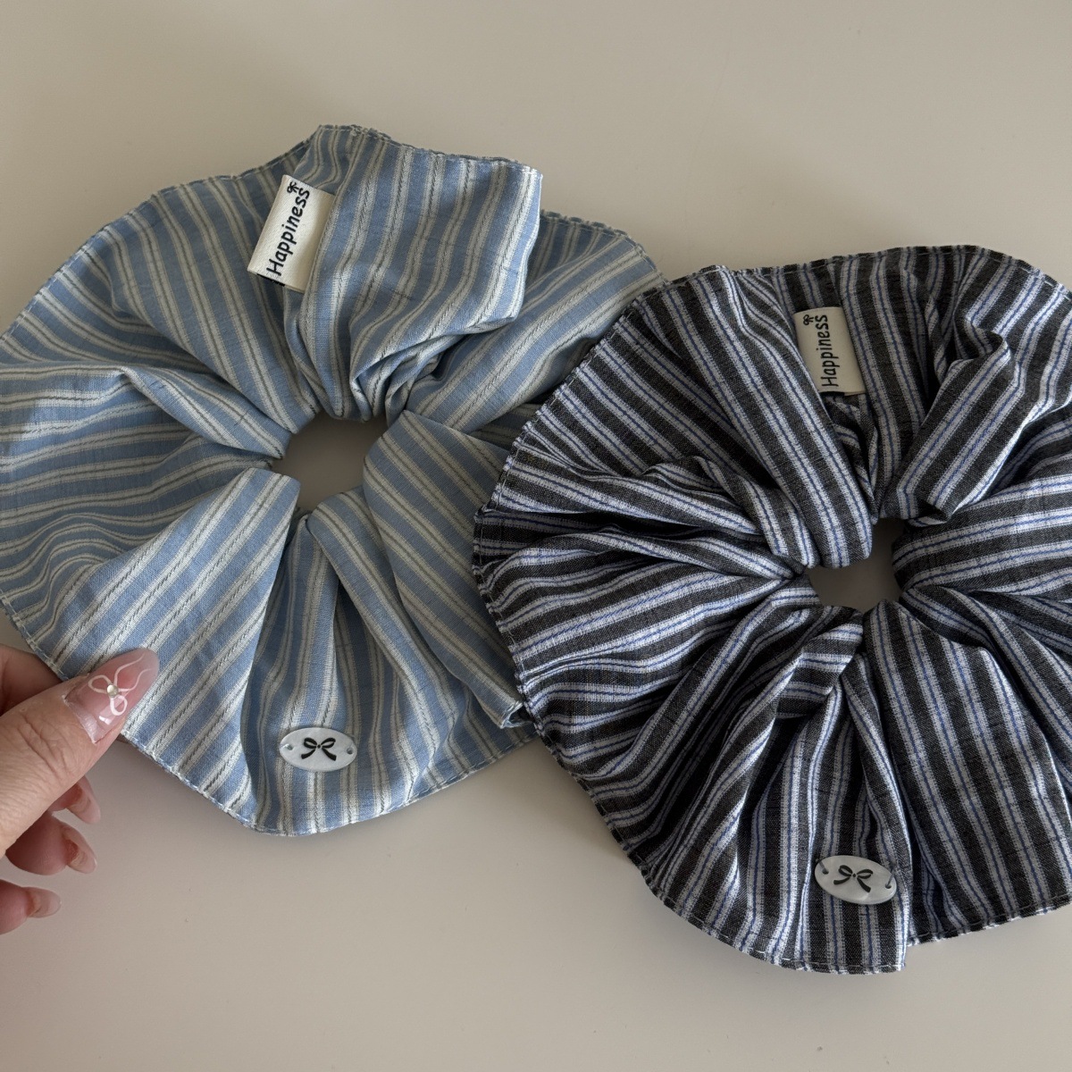 Blue Solid Color Silk Hair Ban - Silk Tie Striped reseña y precio