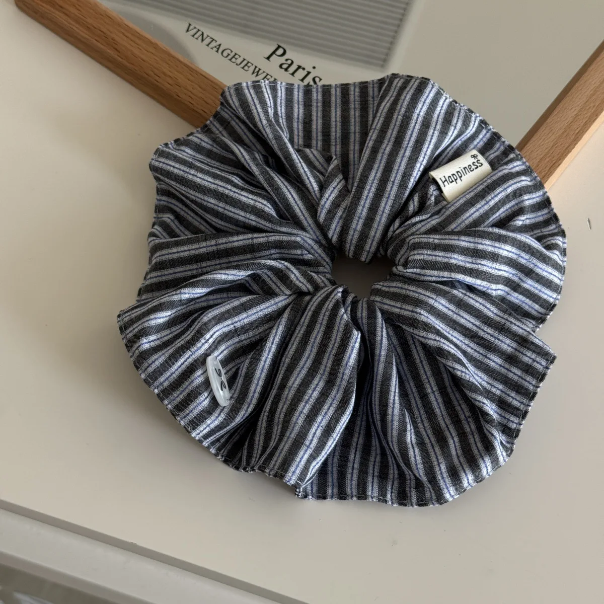 Blue Solid Color Silk Hair Ban - Silk Tie Striped reseña y precio