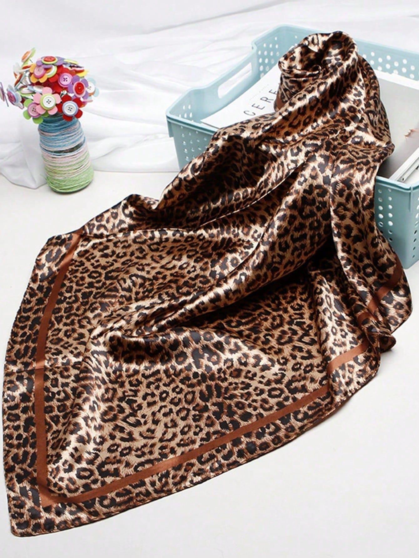 90cm Leopard Print Neckerchief - Head Wrap Turban reseña y precio
