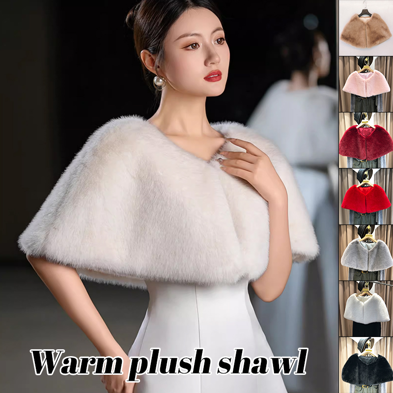 Women Winter Faux Fur Shawl El - Stole Wedding Shawl reseña y precio