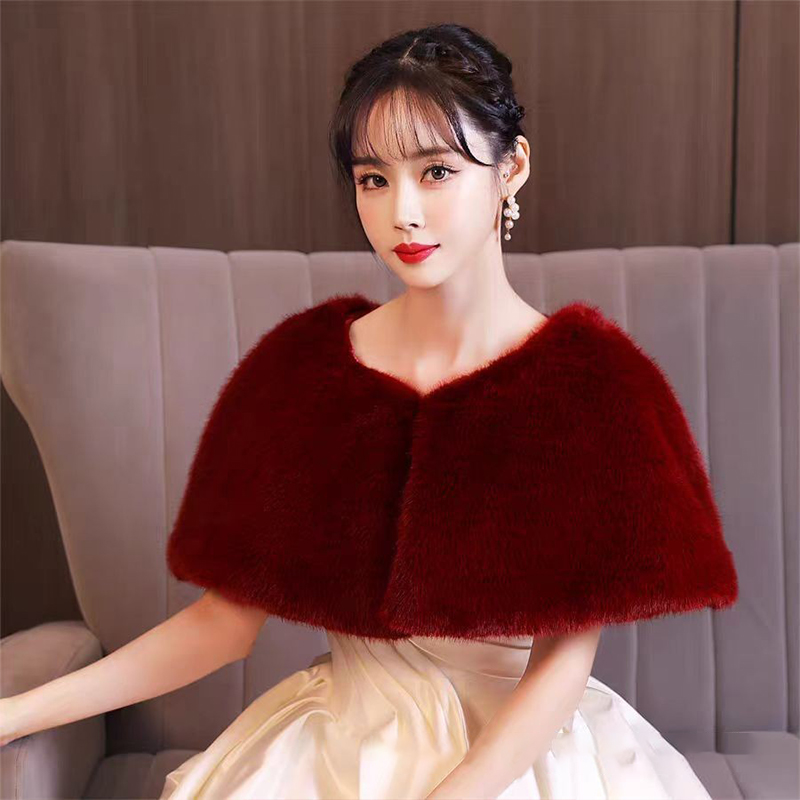 Women Winter Faux Fur Shawl El - Stole Wedding Shawl reseña y precio