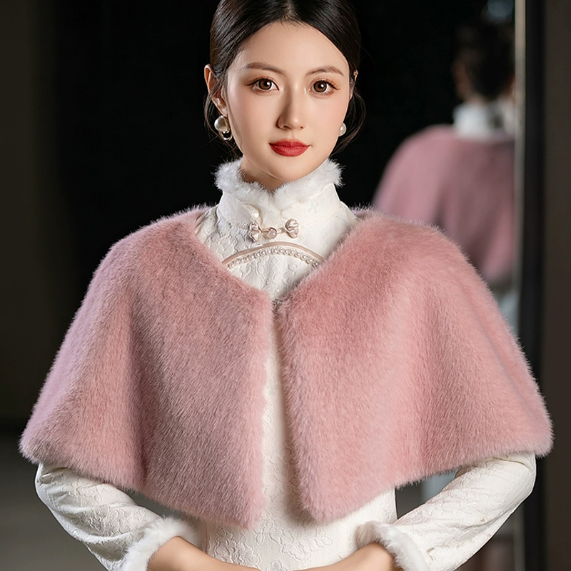 Women Winter Faux Fur Shawl El - Stole Wedding Shawl reseña y precio