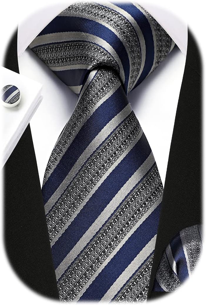 Men's Stripe Tie & Pocket Squa - Handkerchief Cotton Men reseña y precio