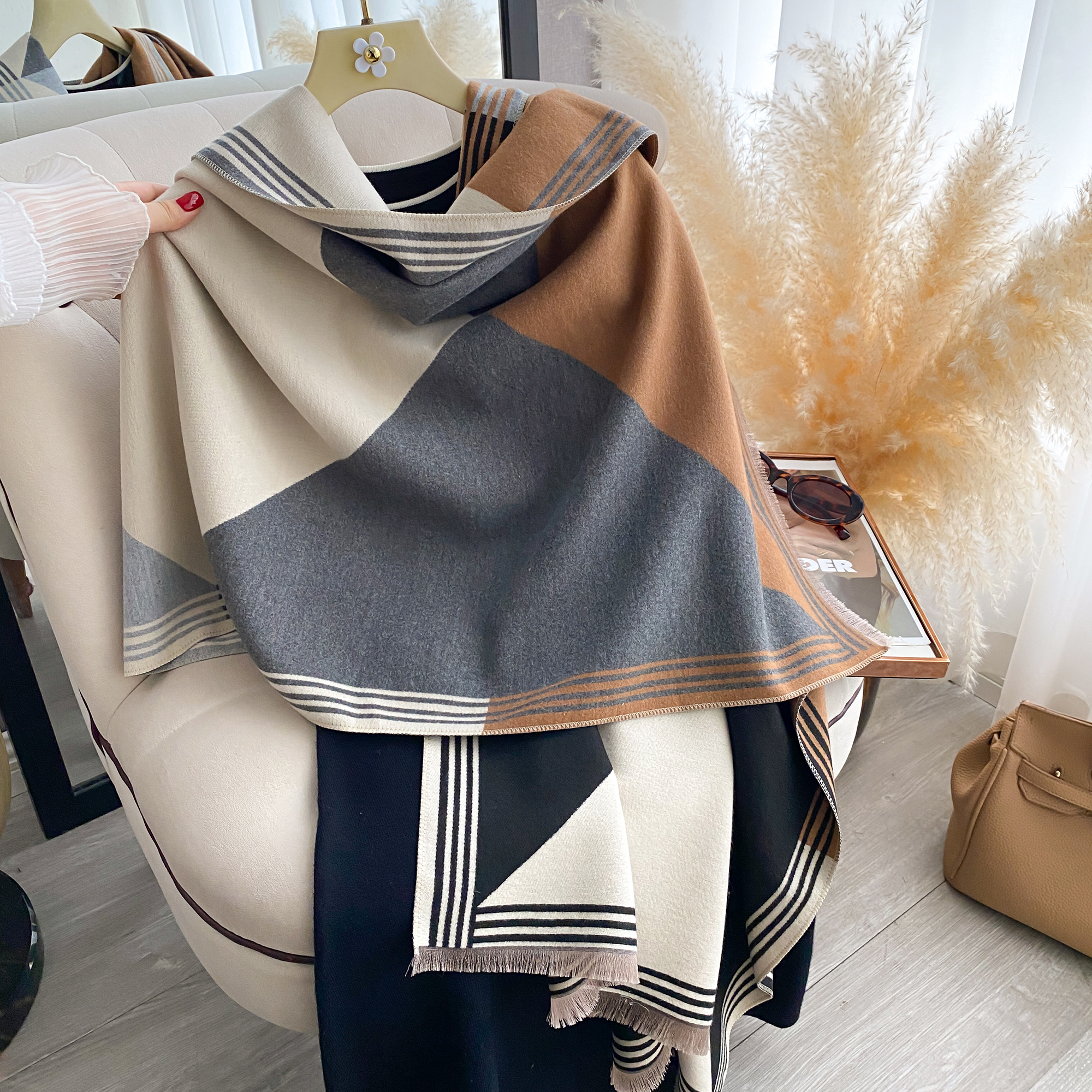 2025 Luxury Winter Cashmere Sc - Woven Scarf Blanket reseña y precio