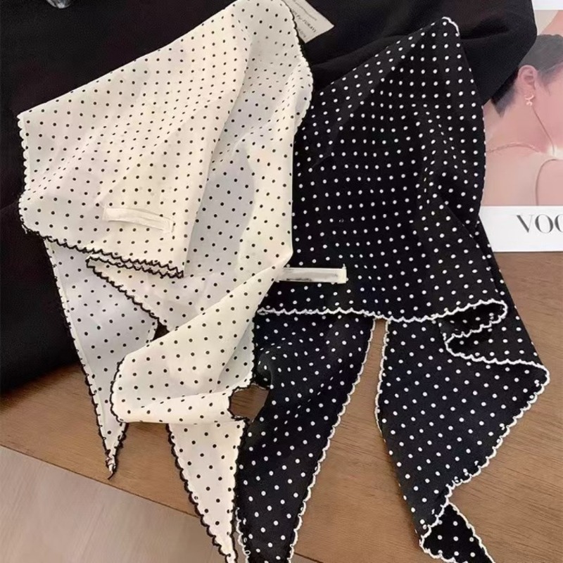 Black White Polka Dot Scarf fo - Ascot Neck Scarf reseña y precio