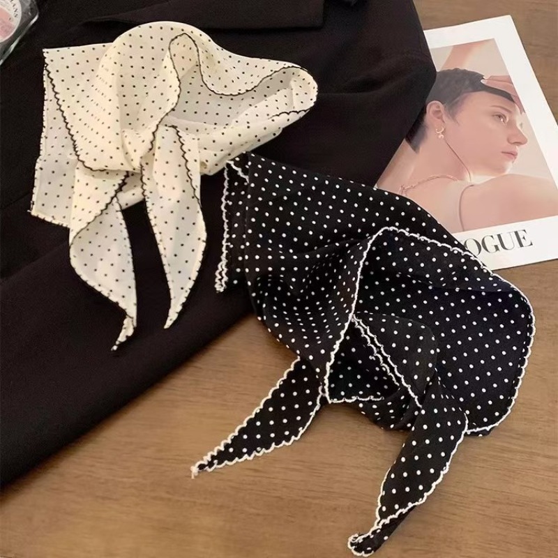 Black White Polka Dot Scarf fo - Ascot Neck Scarf reseña y precio
