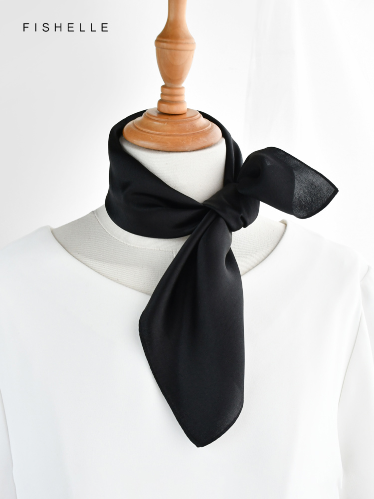 Solid color black pure silk sc - Silk Neck Scarf reseña y precio
