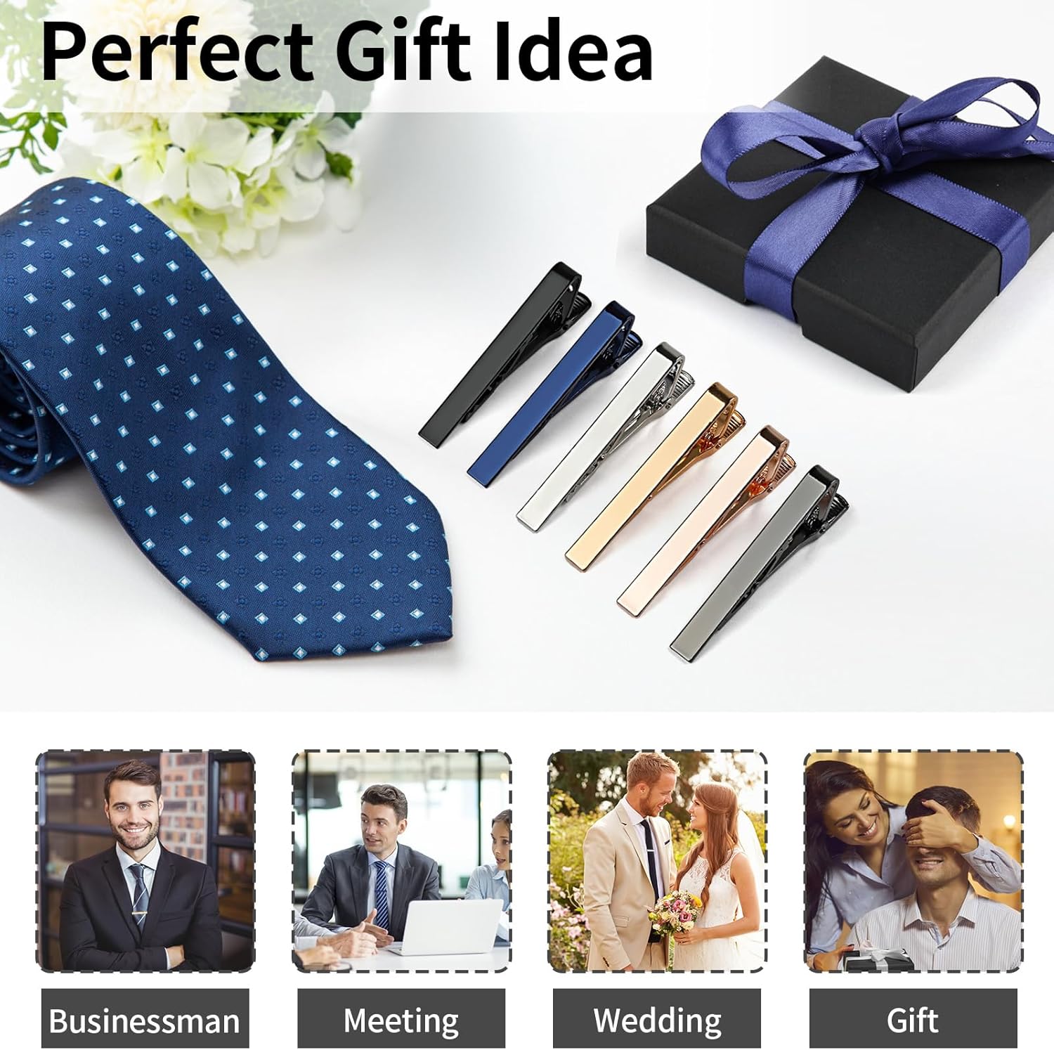 6 Tie Clips for Men, Classic S - Tie Bar Set Gift reseña y precio