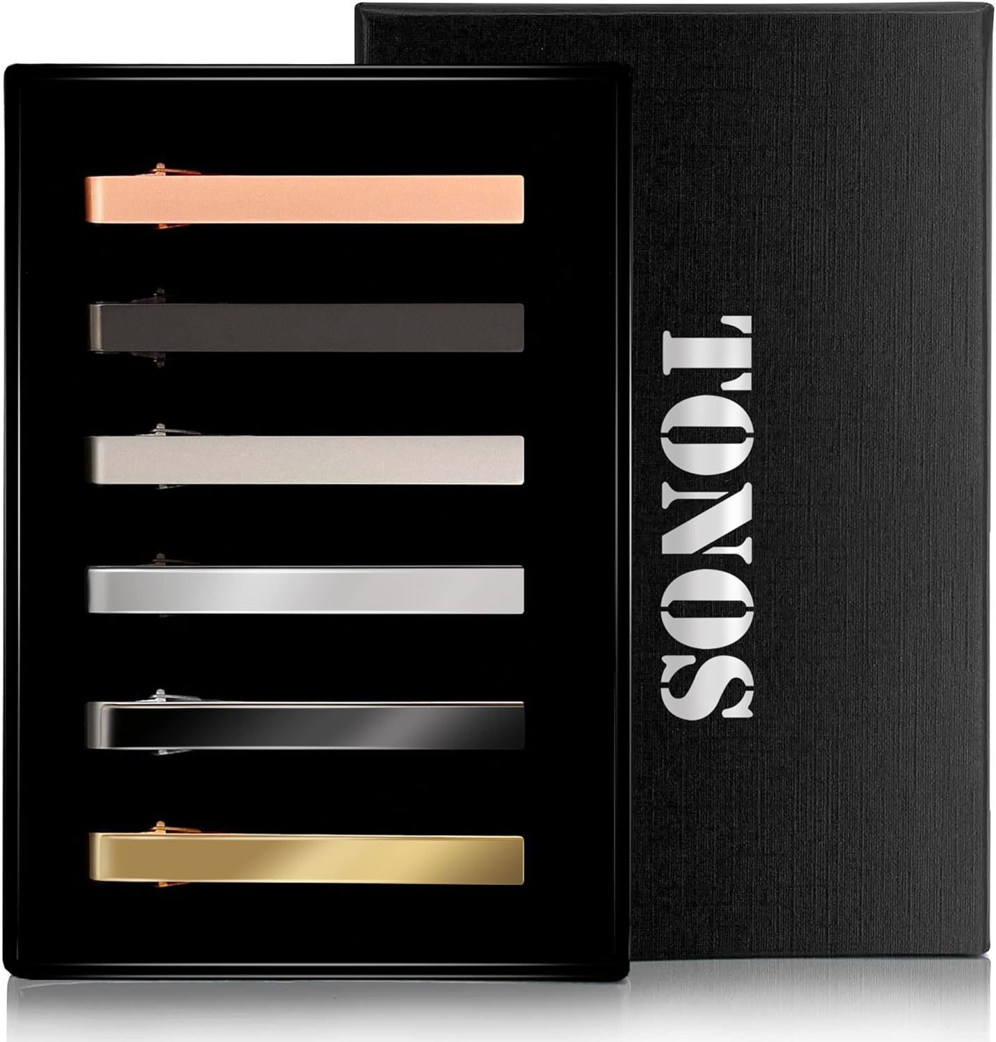 6 Pack Tie Clips Set Black Sil - Tie Bar Set Gift reseña y precio